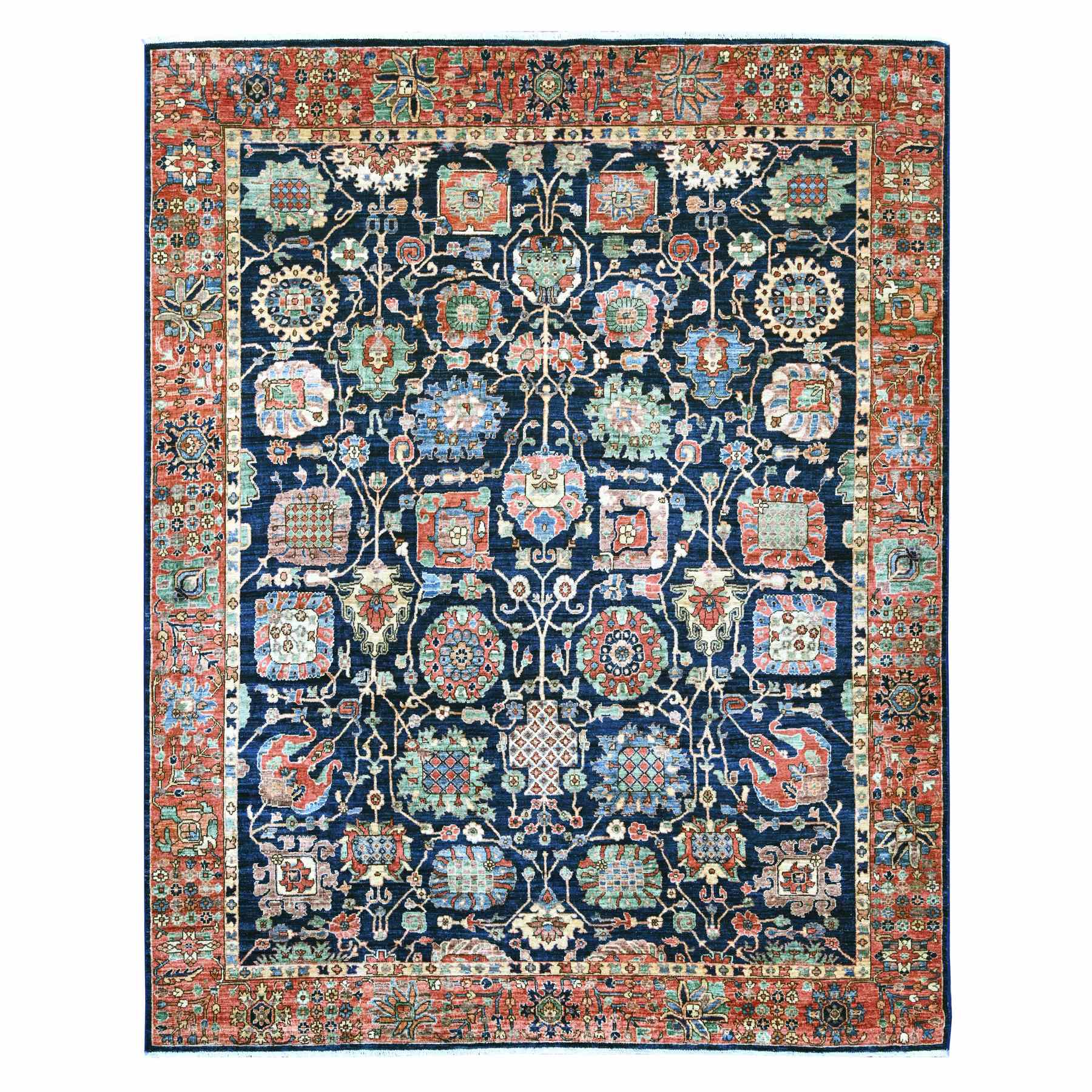 8'x10' Yale Blue, Aryana Grade, Northwest Persian with All Over Design, Vegetable Dyes, High Mountain Wool, Hand Knotted, Densely Woven, Oriental Rug 